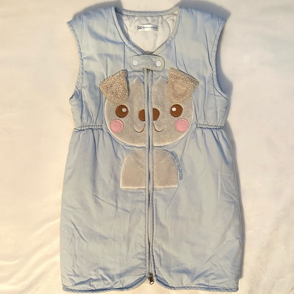 Giovanni Valentino Baby Boy Zip Up Wearable Blanket Dog Puppy Blue 18-24M RARE